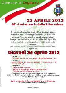 Programma 25 aprile 2013 a Zugliano